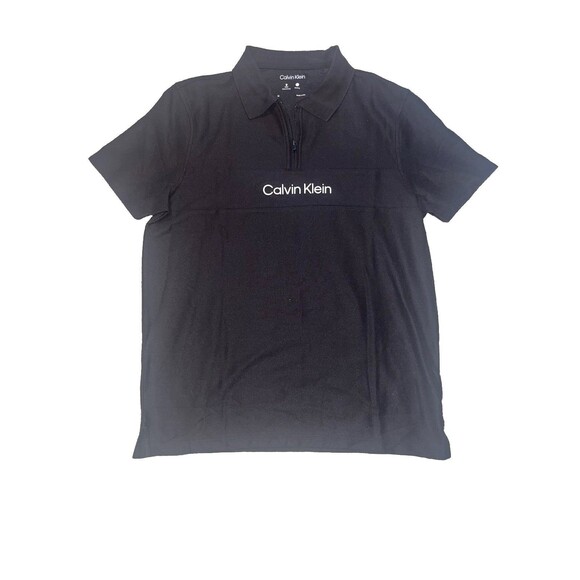 CALVIN KLEIN 60% COTTON Men’s Polo Shirt NWT Black Size M Medium - Picture 1 of 5